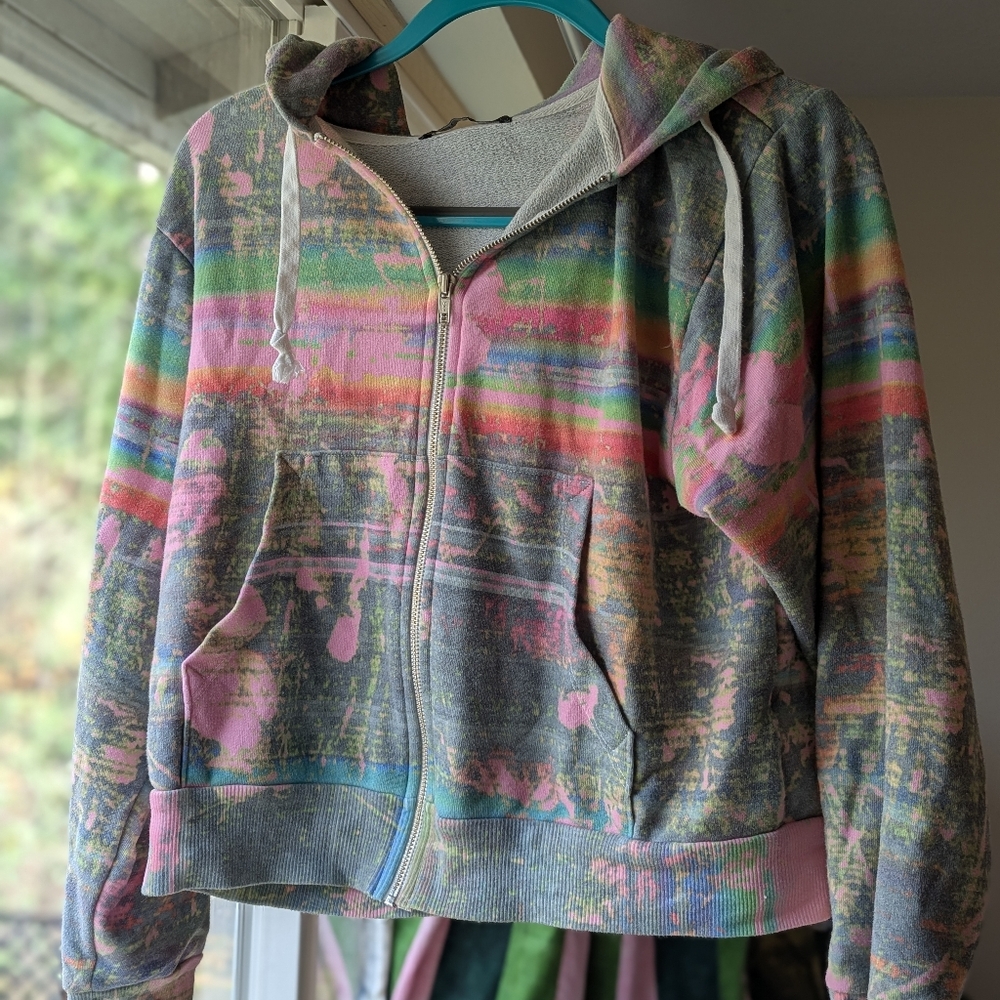 Wildfox Lightweight Hoodie in Neon Digital Splatter Sz L